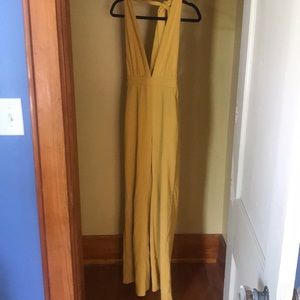 Yellow Jumpsuit with Halter Tie Top